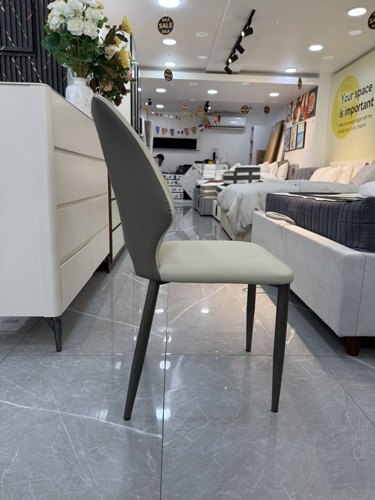 SIERRA Dining Chair — Light Grey — actual chair detail view