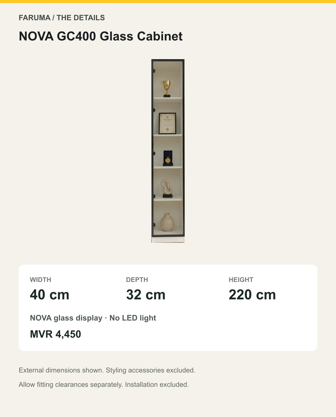 NOVA GC400 Glass Cabinet