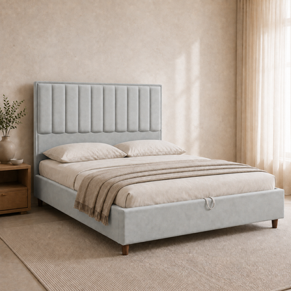 AZYZA Premium Luxe bed showing the closed wooden slat mattress-support platform