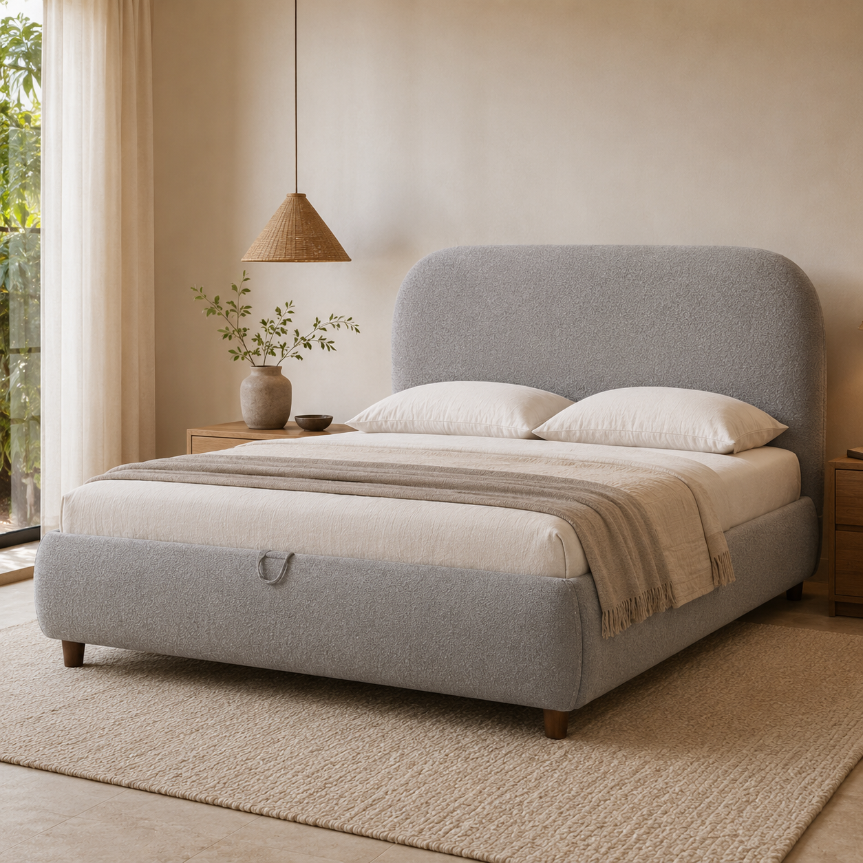 ZULFA Premium Luxe cloud storage bed in Cloud Grey with a 12-inch Queen mattress