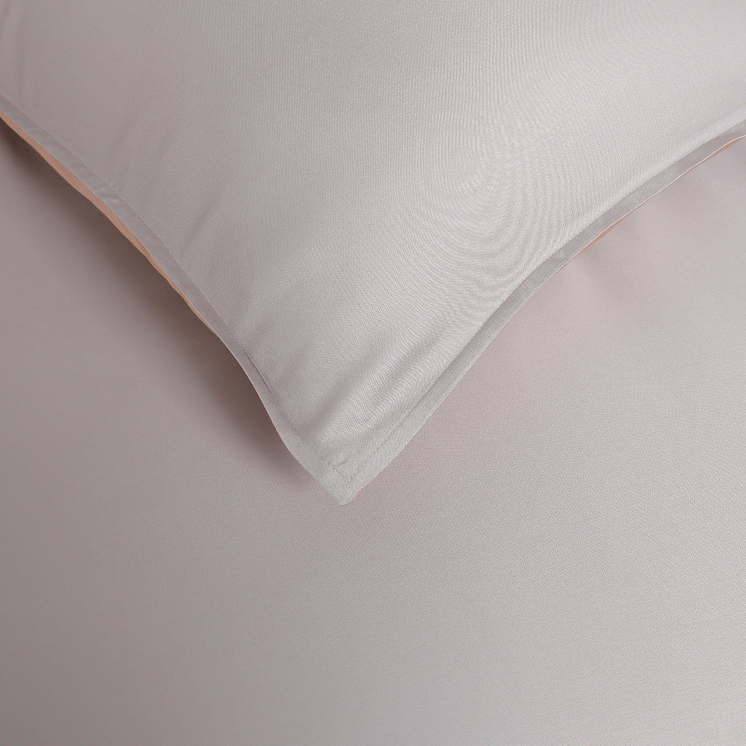 100% Bamboo Bedding Set – Light Grey + Camel Pink