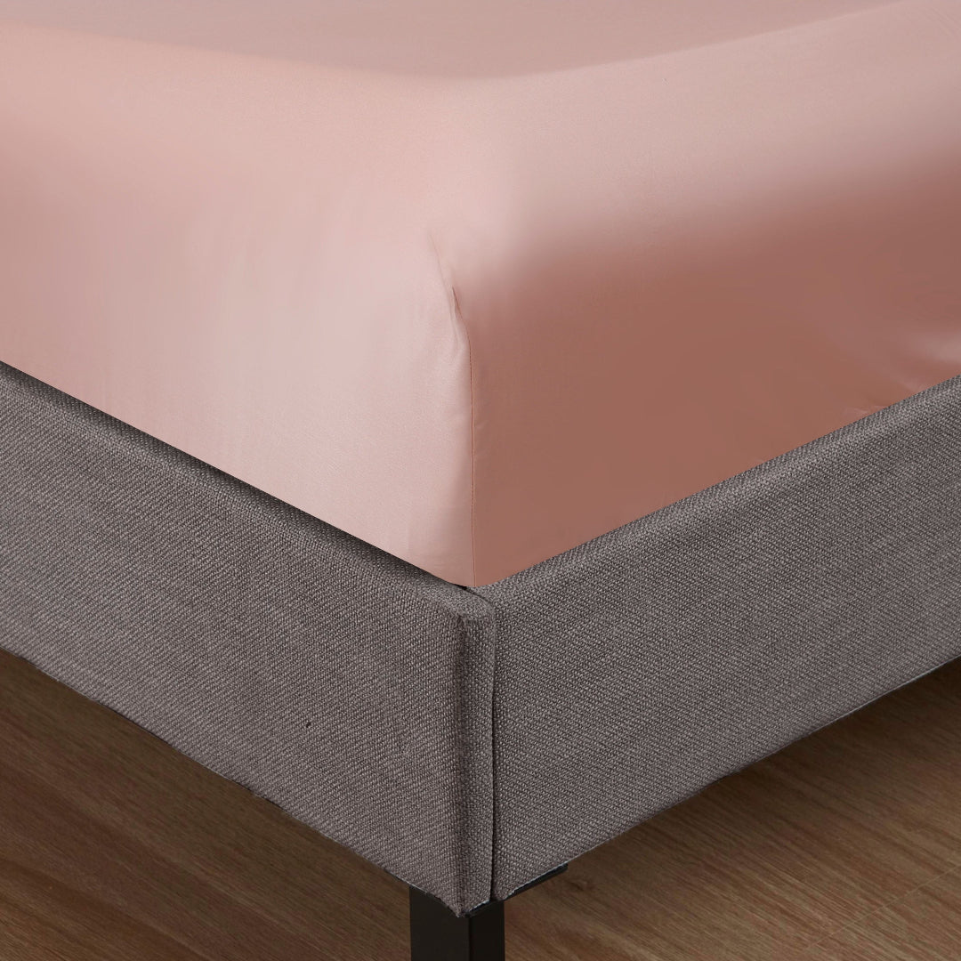 100% Bamboo Bedding Set – Light Grey + Camel Pink