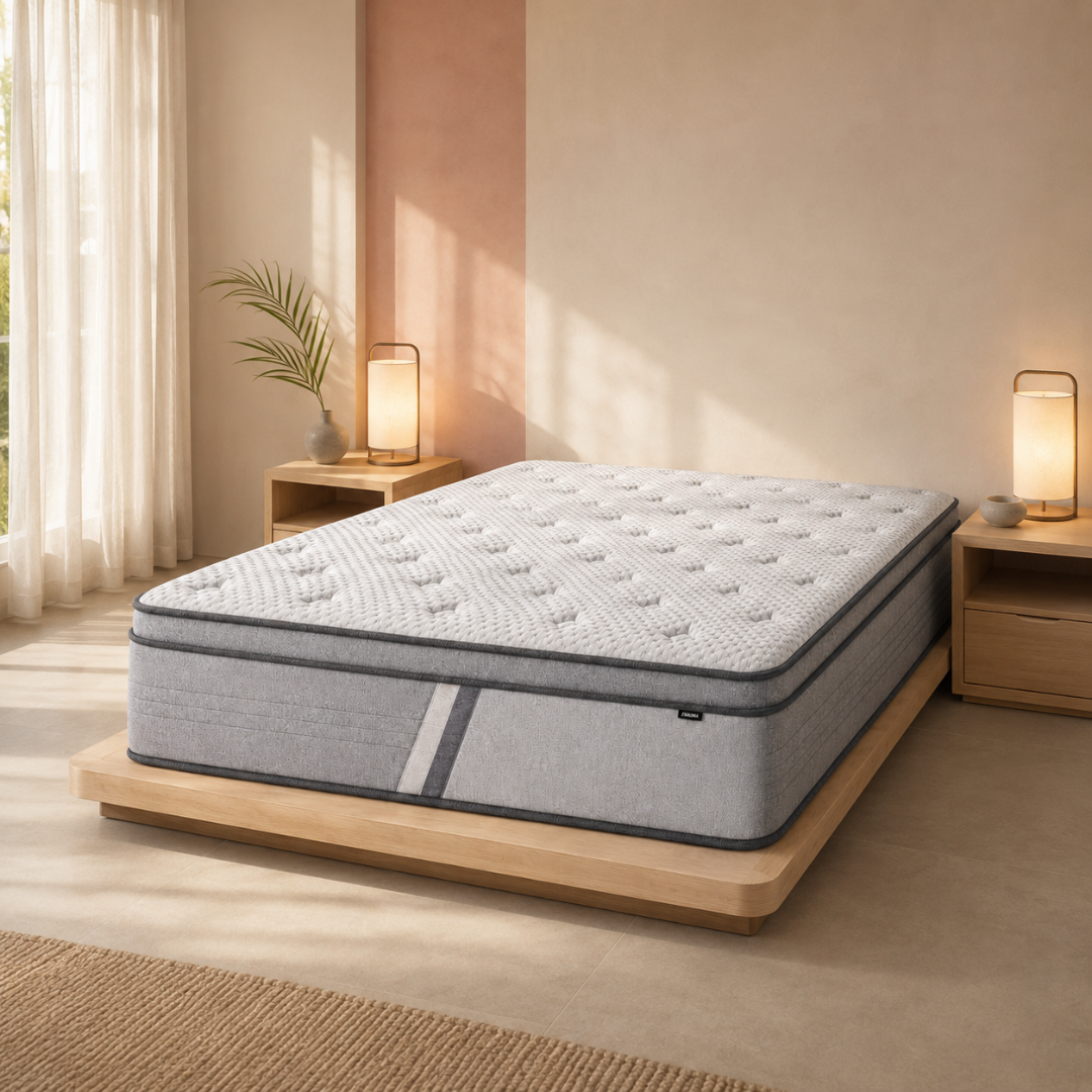 5-Zoned Nest soft mattress in a warm contemporary bedroom