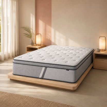 5-Zoned Nest soft mattress in a warm contemporary bedroom