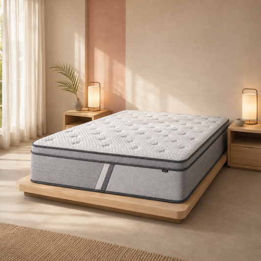 5-Zoned Nest soft mattress in a warm contemporary bedroom