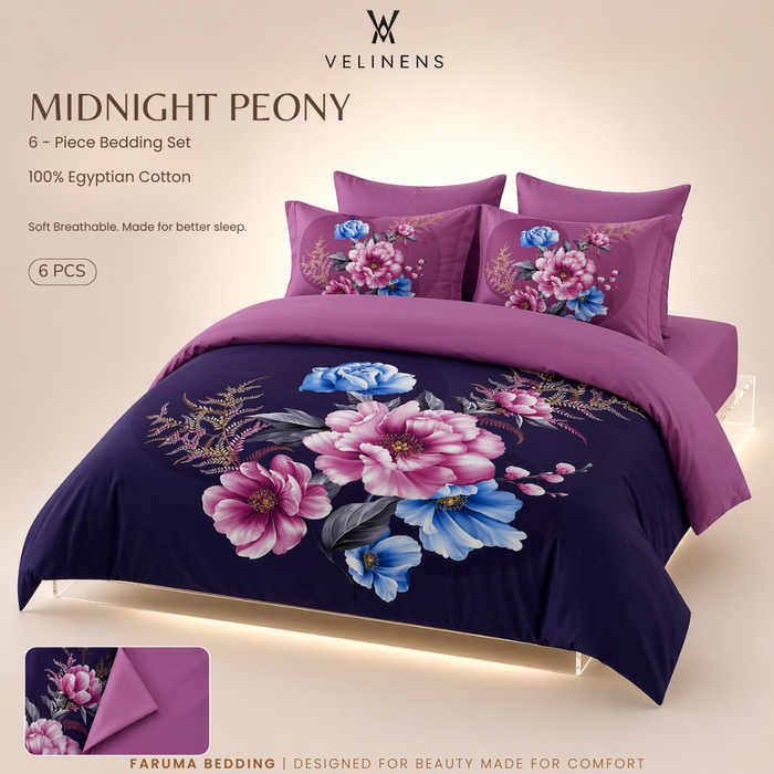 Cotton Duvet Set - Midnight Peony