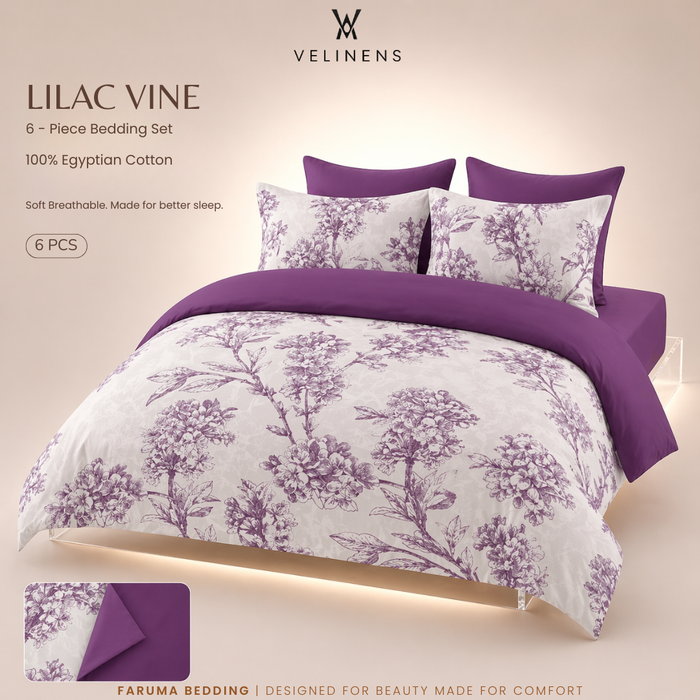 Cotton Duvet Set - Lilac Vine