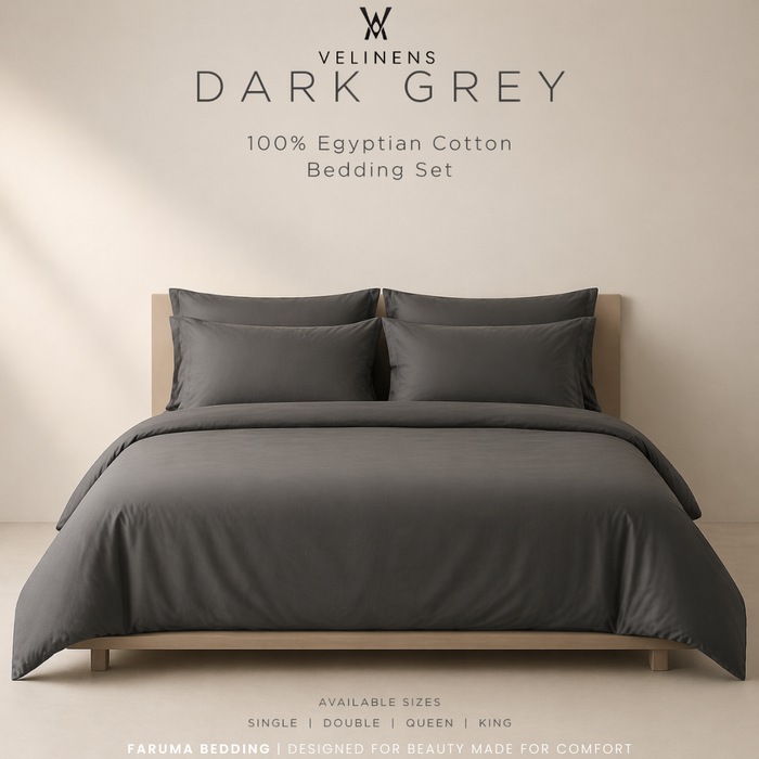 Cotton Duvet Set - Dark Grey
