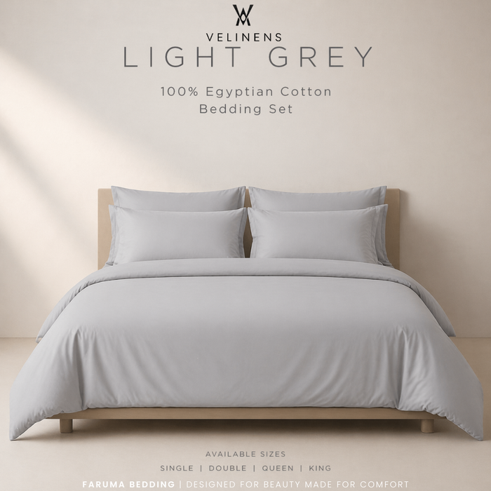 Cotton Duvet Set - Light Grey