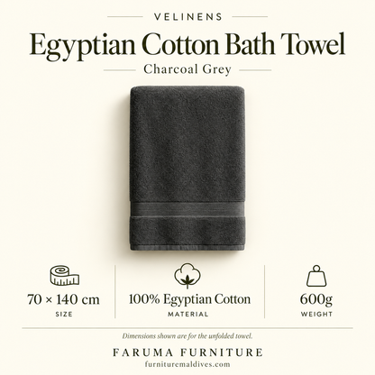 Egyptian Cotton Bath Towel · Charcoal Grey · 70 × 140 cm — size and product specification guide