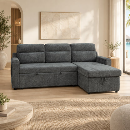 BASSO Reversible Chaise Sofa Bed — Dark Grey