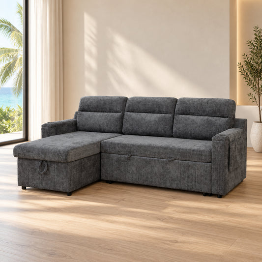 BASSO Reversible Chaise Sofa Bed — Dark Grey