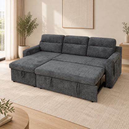 BASSO Reversible Chaise Sofa Bed — Dark Grey