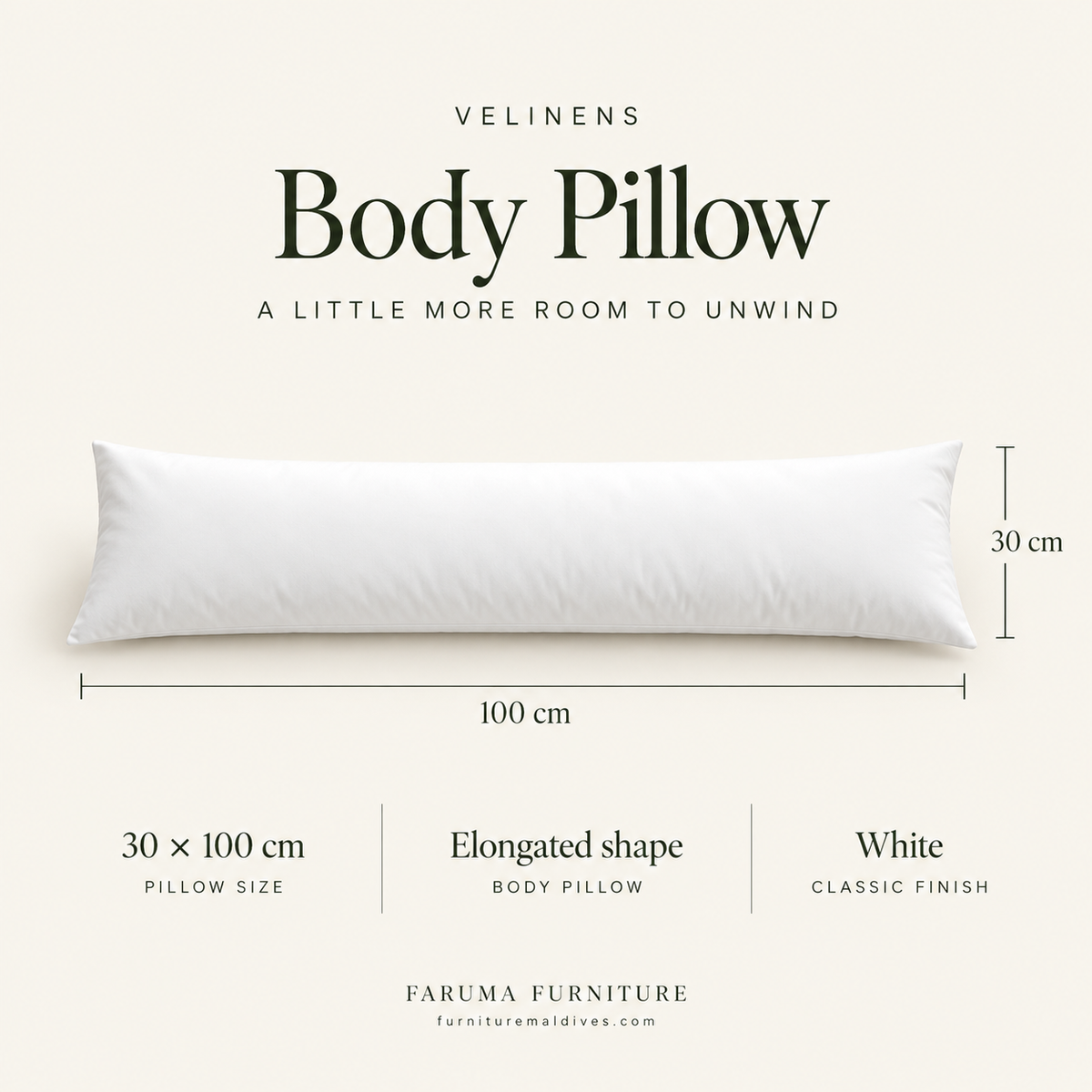 VELINENS Body Pillow · 30 × 100 cm size and product specifications