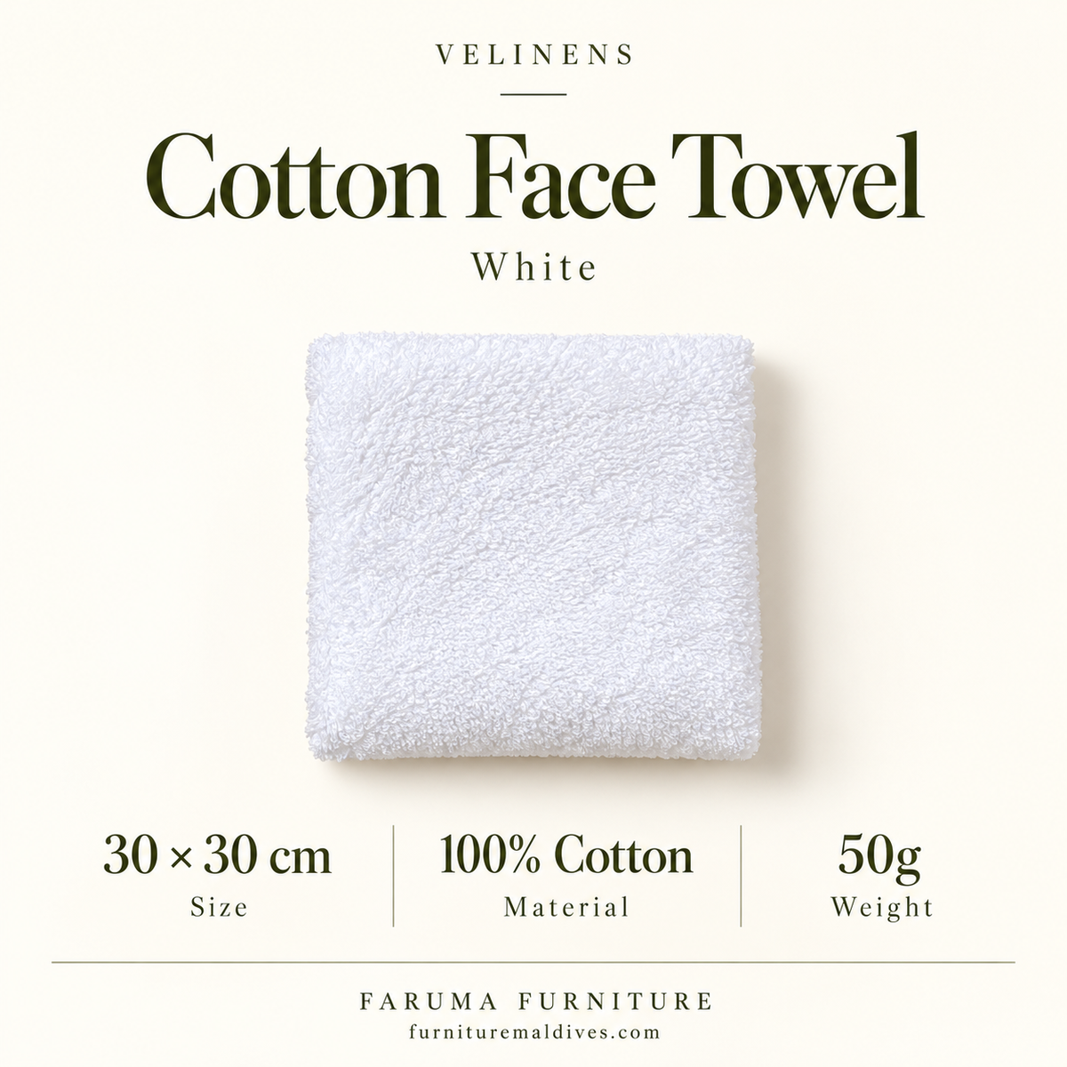 Cotton Face Towel · 30 × 30 cm — size and product specification guide