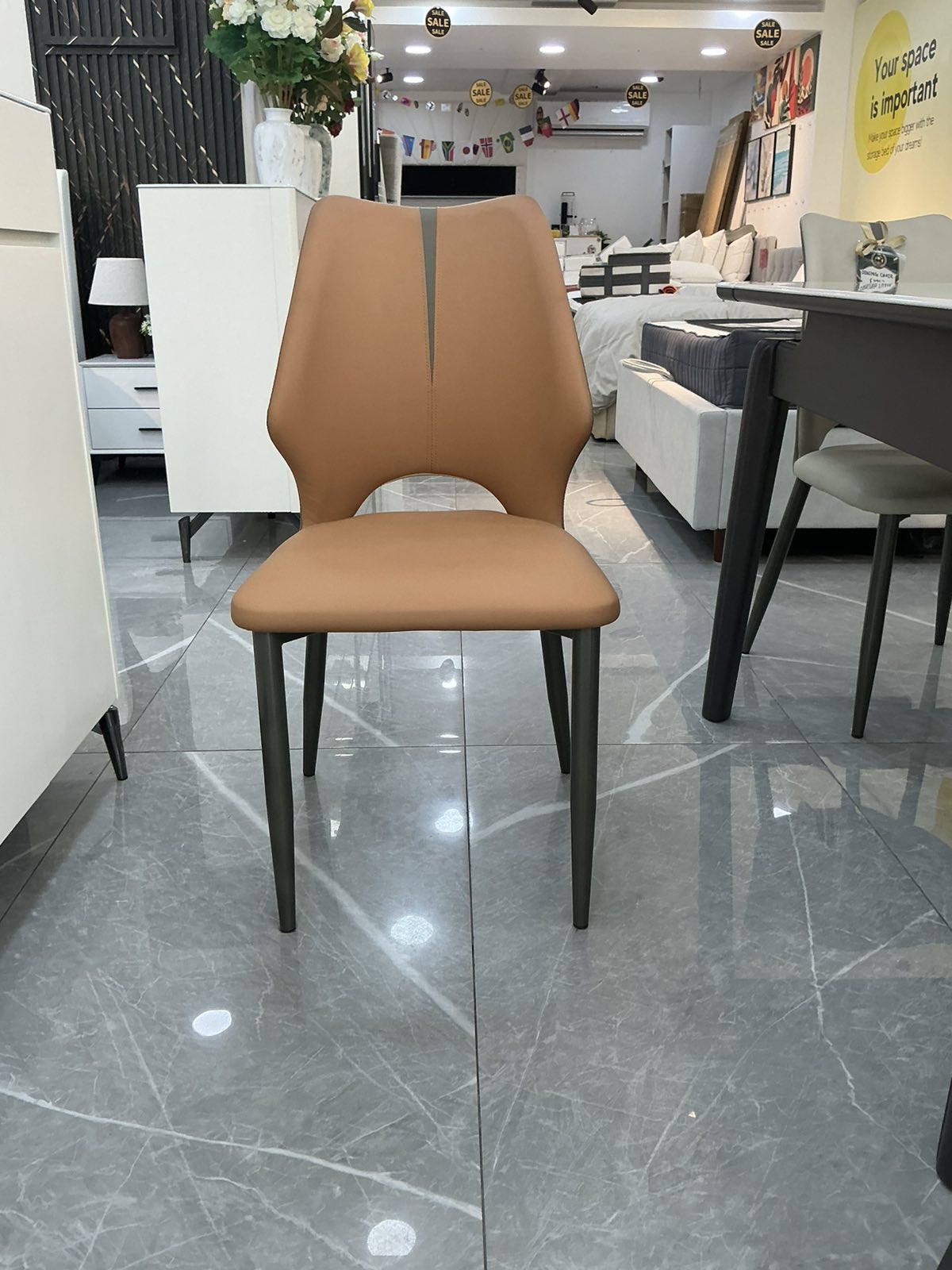 AMBER Dining Chair — Tan — actual chair front view