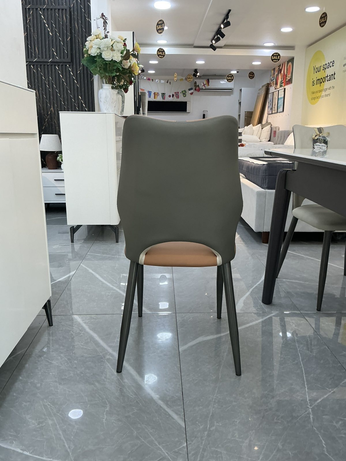 AMBER Dining Chair — Tan — actual chair detail view