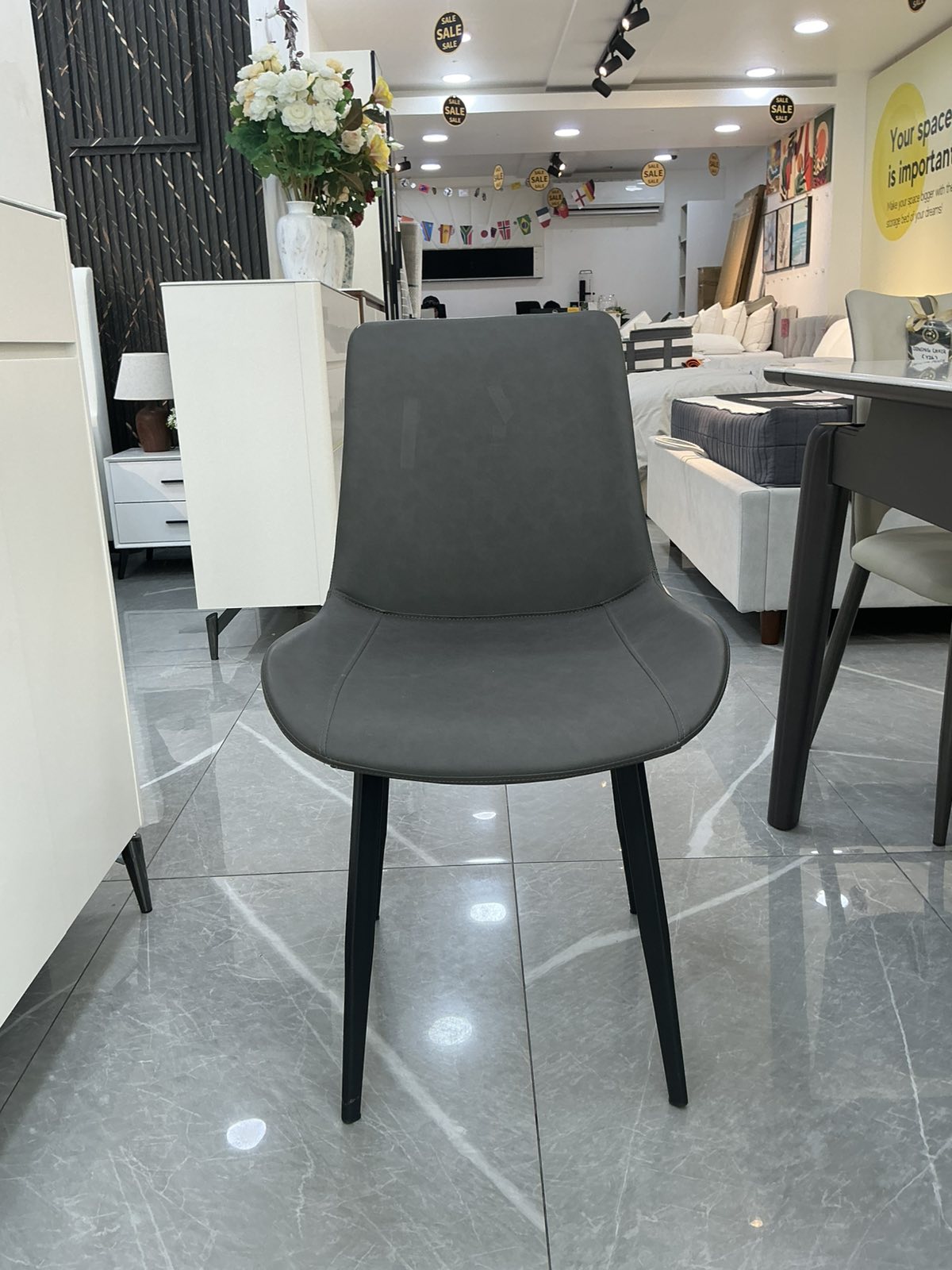 RAVEN Dining Chair — Dark Grey — actual chair front view
