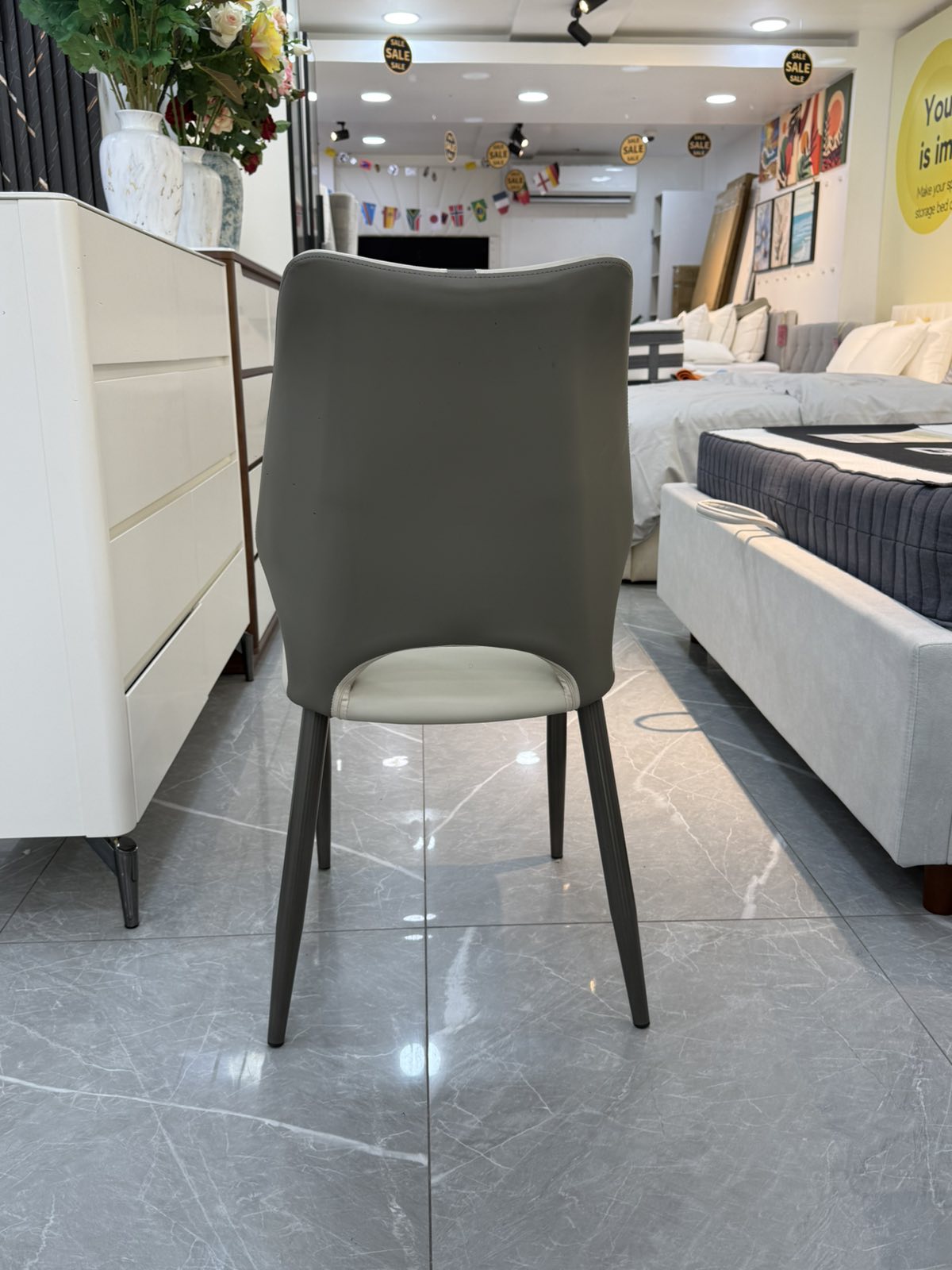 SIERRA Dining Chair — Light Grey — actual chair detail view