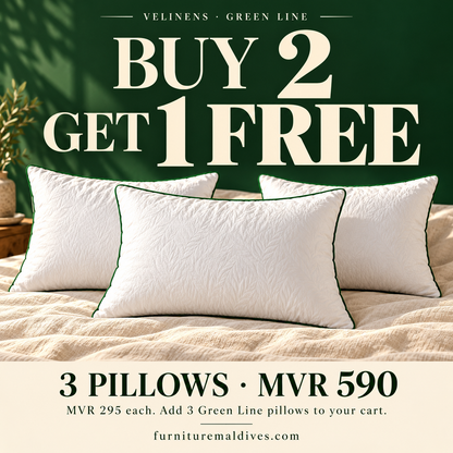 Green Line Buy 2 Get 1 Free — three pillows for MVR 590, MVR 295 each