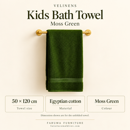 Egyptian Cotton Kids Bath Towel · Moss Green — size and product specification guide