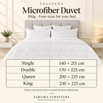 Microfiber Duvet · 300g — size and product specification guide