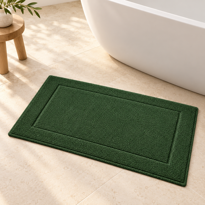 Egyptian Cotton Bath Mat · Moss Green · 50 × 80 cm — lifestyle product photograph at Faruma Furniture Maldives