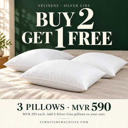 Silver Line Buy 2 Get 1 Free — three pillows for MVR 590, MVR 295 each