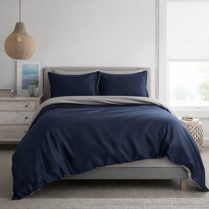 TENCEL™ Lyocell Prussian Blue + Grey