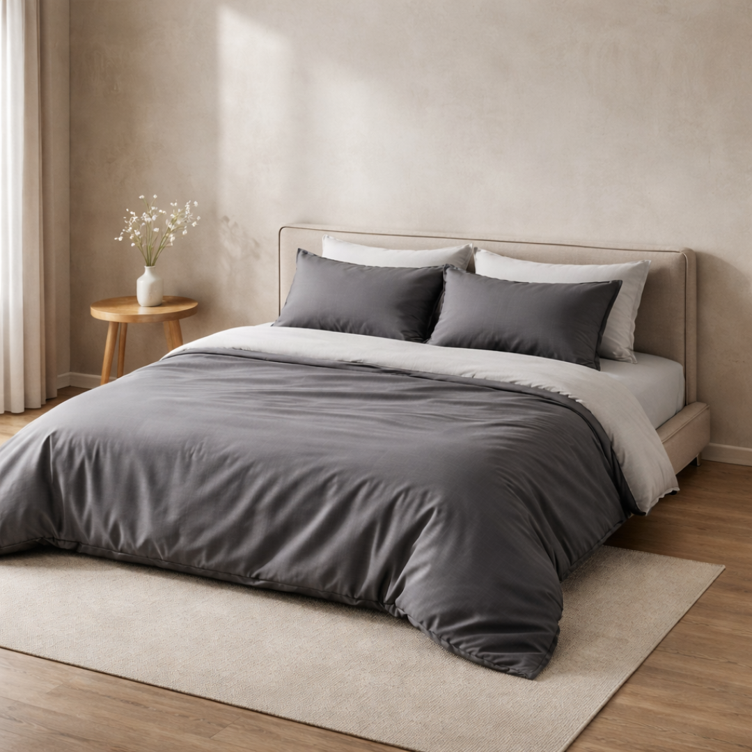 100% Bamboo Bedding Set – Dark Grey + Light Grey