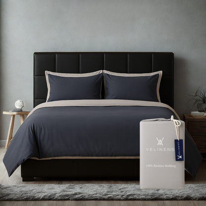 100% Bamboo Bedding Set – Dark Grey + Light Grey