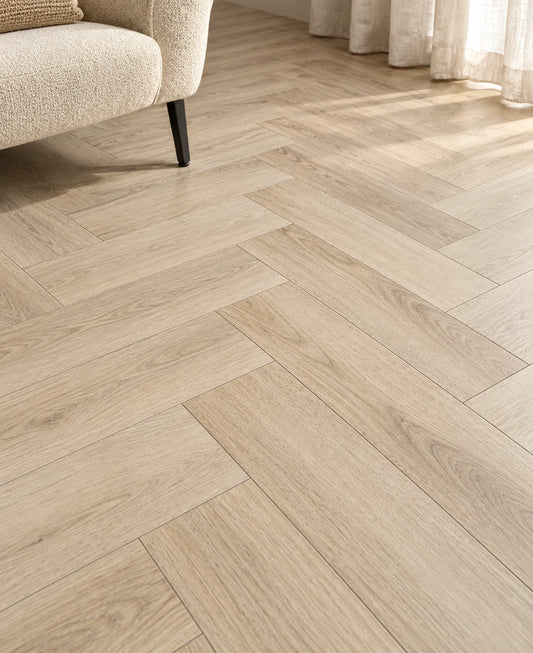 Shell Beige SPC flooring textured surface detail - visualisation