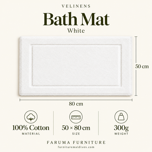 Cotton Bath Mat · White · 50 × 80 cm — size and product specification guide