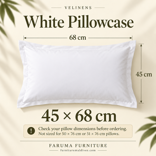 White Pillowcase · 45 × 68 cm — size and product specification guide
